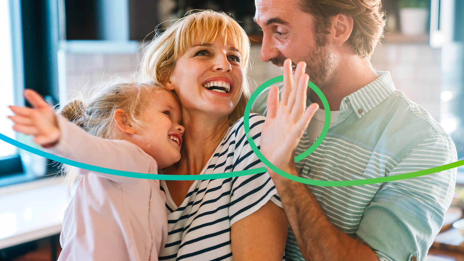 Portrait of a beautiful young family talking and bonding in bed