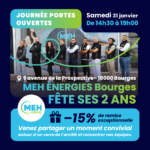 Journée portes ouvertes MEH ÉNERGIES Bourges – 2 ans de l’agence et remise exceptionnelle