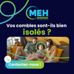 Famille dans un salon sous combles bien isolés, confort thermique en hiver, diagnostic isolation des combles par MEH ÉNERGIES