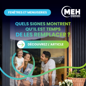 Famille devant une baie vitrée illustrant le remplacement des fenêtres et menuiseries avec MEH ÉNERGIES.