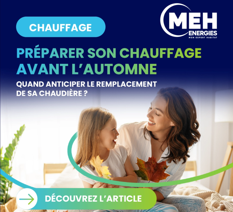 Mère et enfant dans un intérieur chaleureux illustrant la préparation du chauffage avant l'automne avec MEH ÉNERGIES.