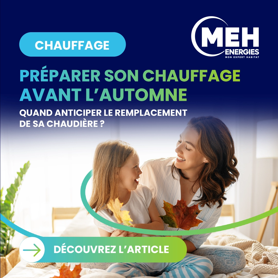 Mère et enfant dans un intérieur chaleureux illustrant la préparation du chauffage avant l'automne avec MEH ÉNERGIES.